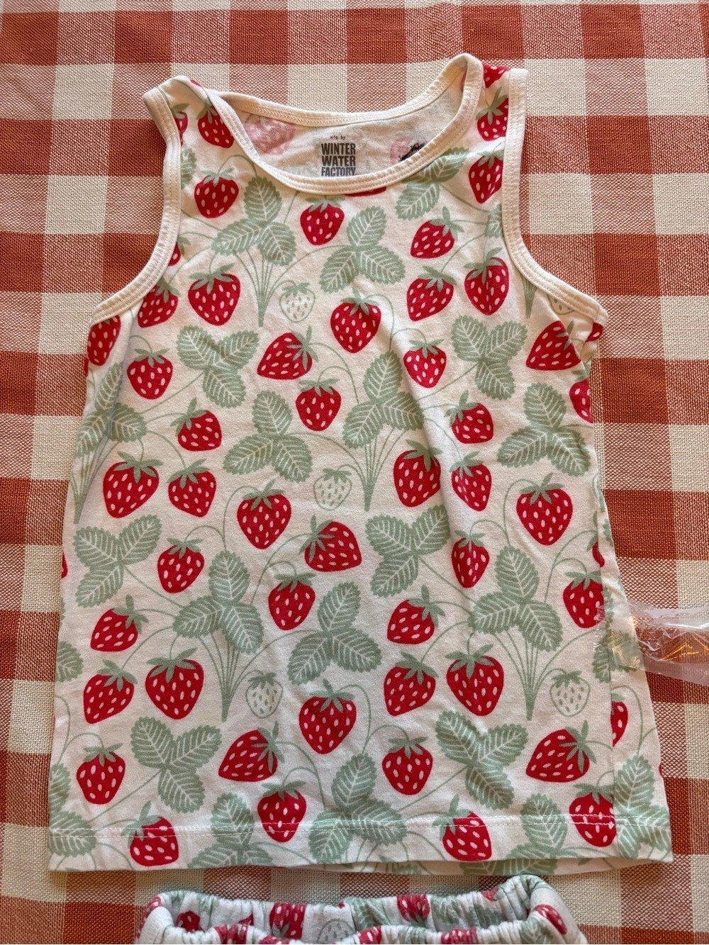 Winter Water Factory Strawberries Print Tank Top and French Terry Shorts Set